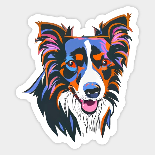 Clipart of the head of a border collie, a cute sheepdog Sticker by Hujer